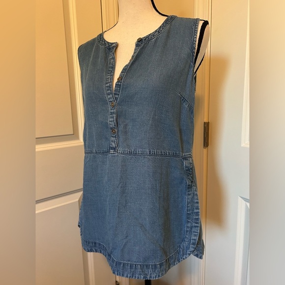 J jill Lose fit denim tunic tank top button down - Picture 2 of 8